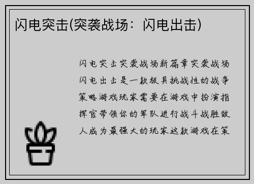 闪电突击(突袭战场：闪电出击)